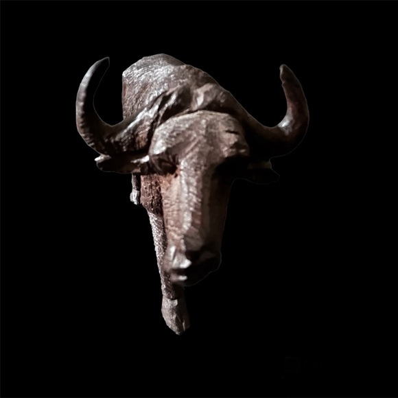 ηεψ African Cape Buffalo Vintage Solid Intricate Hand-Carved Namibian Waxed Wood - Picture 7 of 16